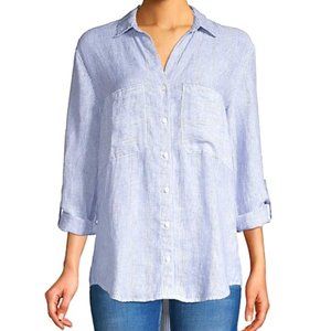 Pure Navy Stripped Linen Shirt
